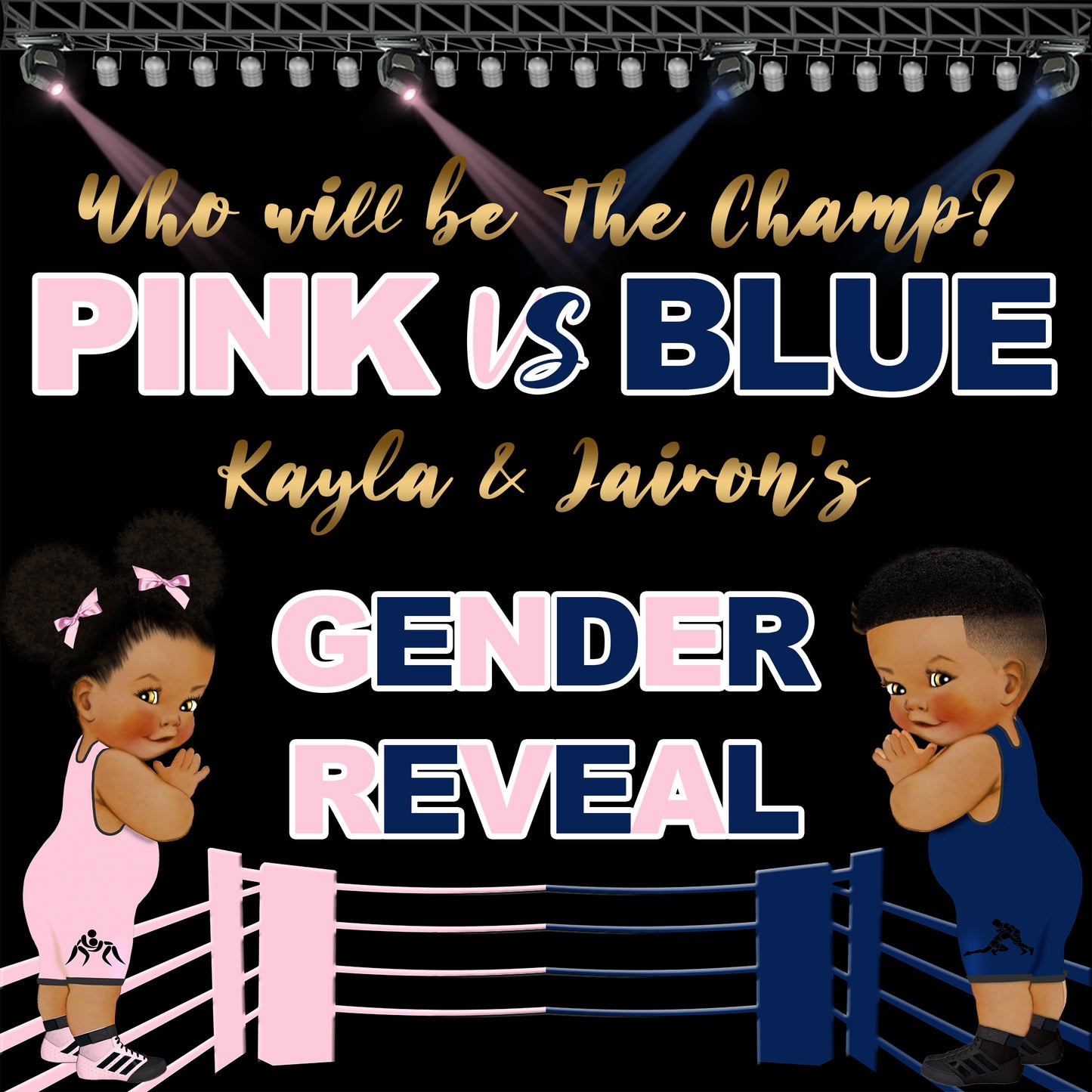 Wrestling Gender Reveal Backdrop, Pink vs Blue Backdrop, Gender Reveal backdrop, Boy Or Girl, Gender Reveal Prince or Princess, Baby Boxer
