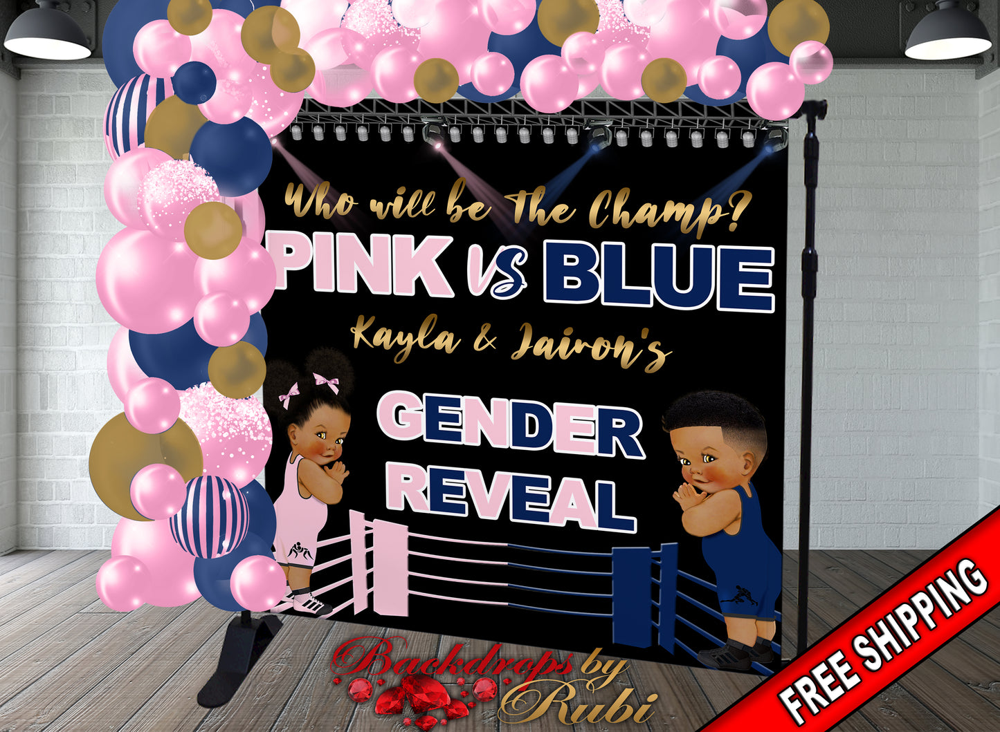 Wrestling Gender Reveal Backdrop, Pink vs Blue Backdrop, Gender Reveal backdrop, Boy Or Girl, Gender Reveal Prince or Princess, Baby Boxer
