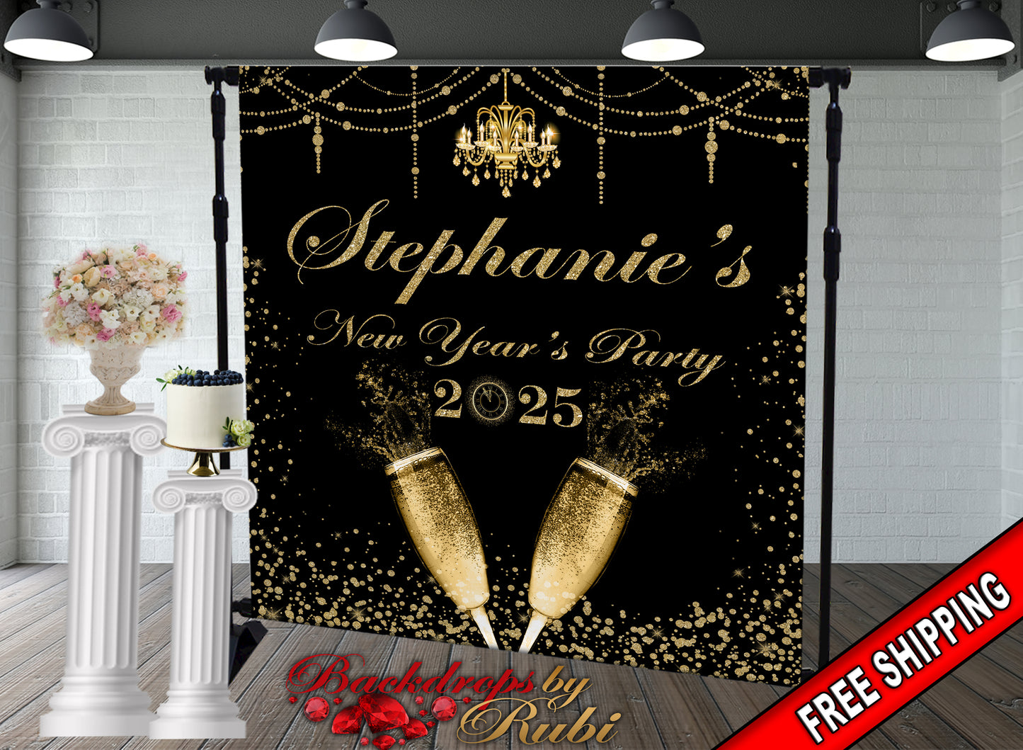 New Year's Step and Repeat Backdrop, New Year's Backdrop, New Year's Banner, 2025 Backdrop, 2025 Banner, New Years, Holiday Backdrops, 2025