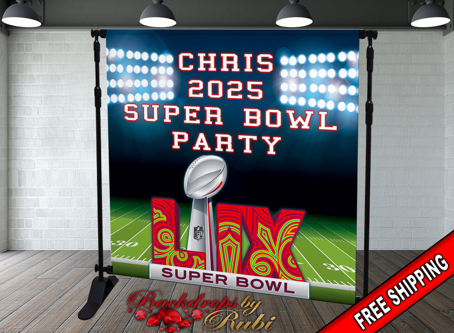 Super Bowl Party Backdrop, Super Bowl Banner, Super Bowl 2025, Super Bowl Birthday Backdrop, Personalized Football Backdrop, Super Bowl