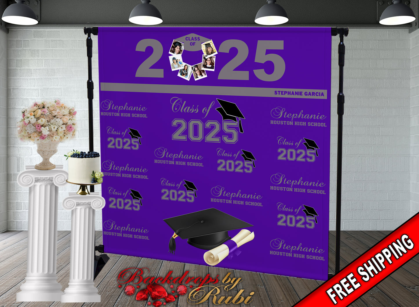 Graduation Backdrop, Sweet 16, Graduation Photo Booth, Class of 2025 Backdrop, Class of 2025 Step and Repeat, Graduation Senior Prom Banner, Class of 2025