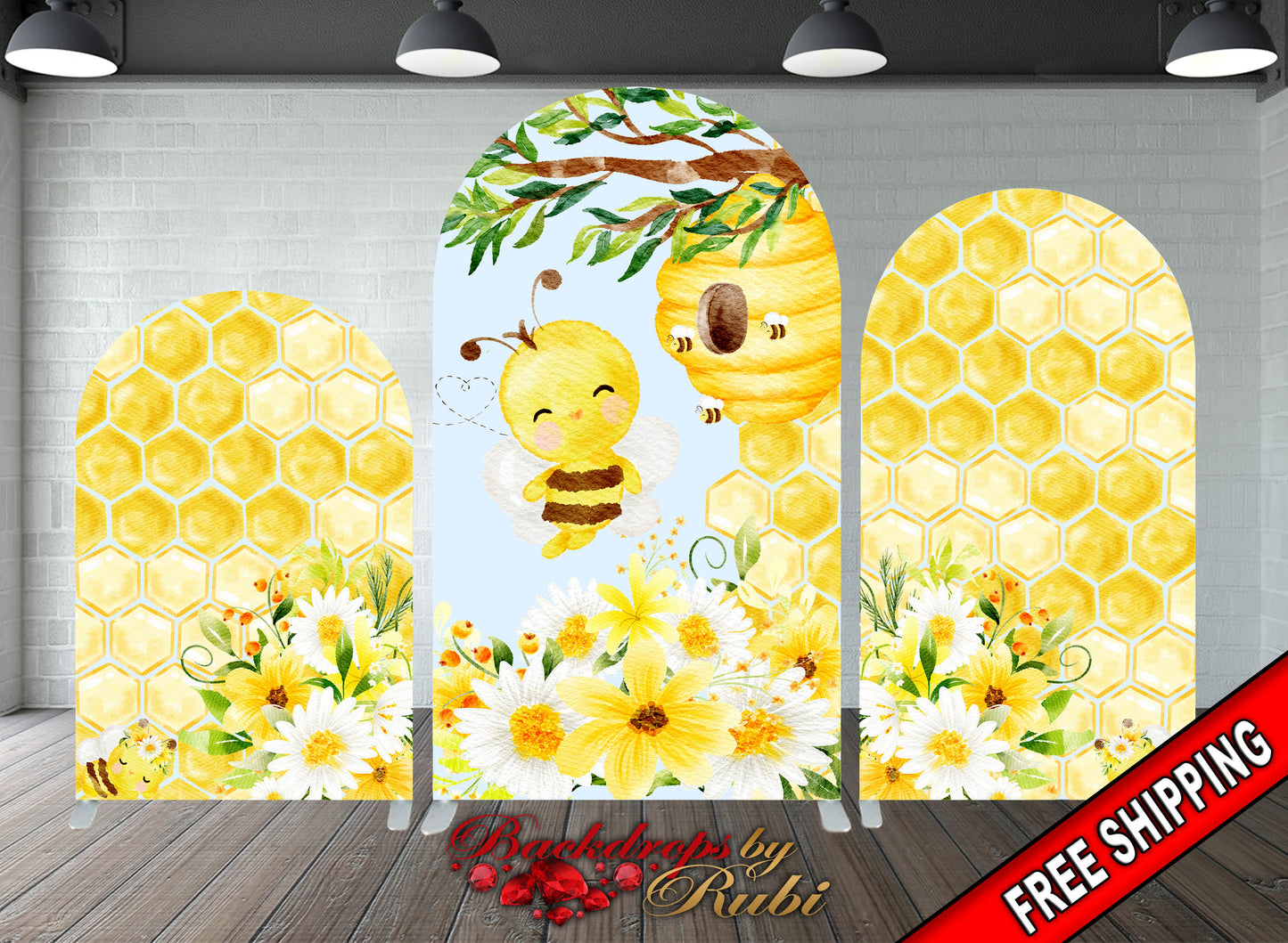 Bee Arched, Arched Chiara Bee Banner, Bee Baby Shower Backdrop, Chiara Bee, Bee Baby Shower Arch Cover Chiara Backdrop Honey Bee, Honey Bee