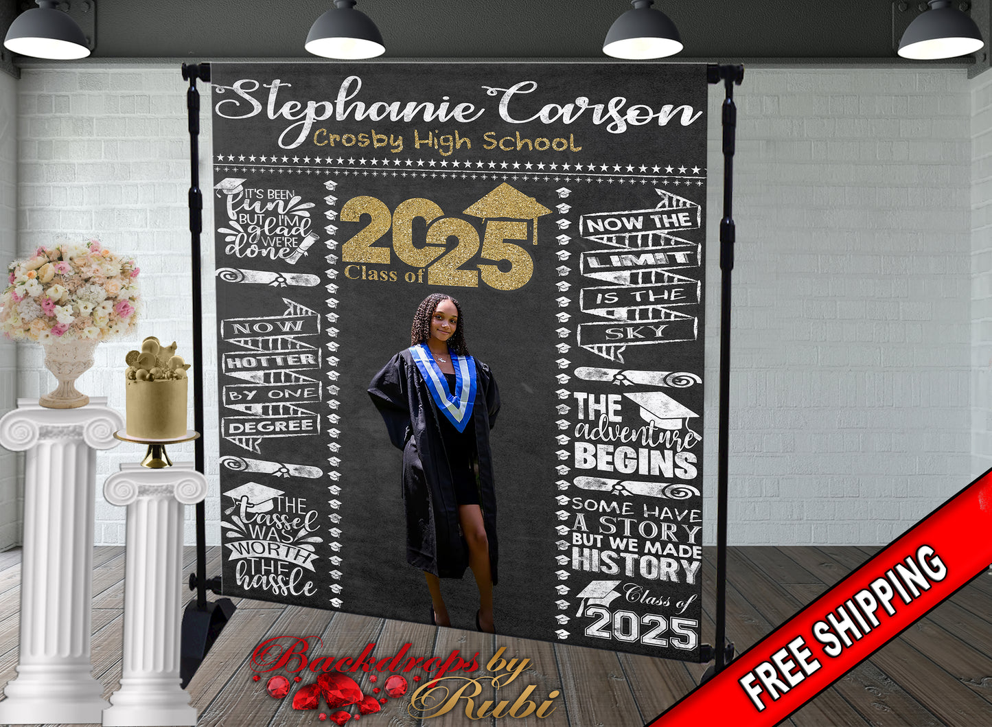 Chalkboard Graduation Backdrop, Graduation Backdrop, Graduation Photo Booth, Class of 2025 Backdrop, Graduation Senior Prom Banner