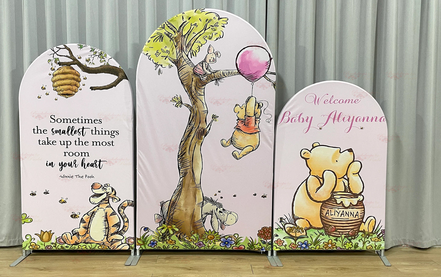 Arched Winnie the Pooh Banner, Arched Chiara Winnie the Pooh Banner, Winnie the Pooh Baby Shower Backdrop, Chiara Winnie the Pooh Backdro