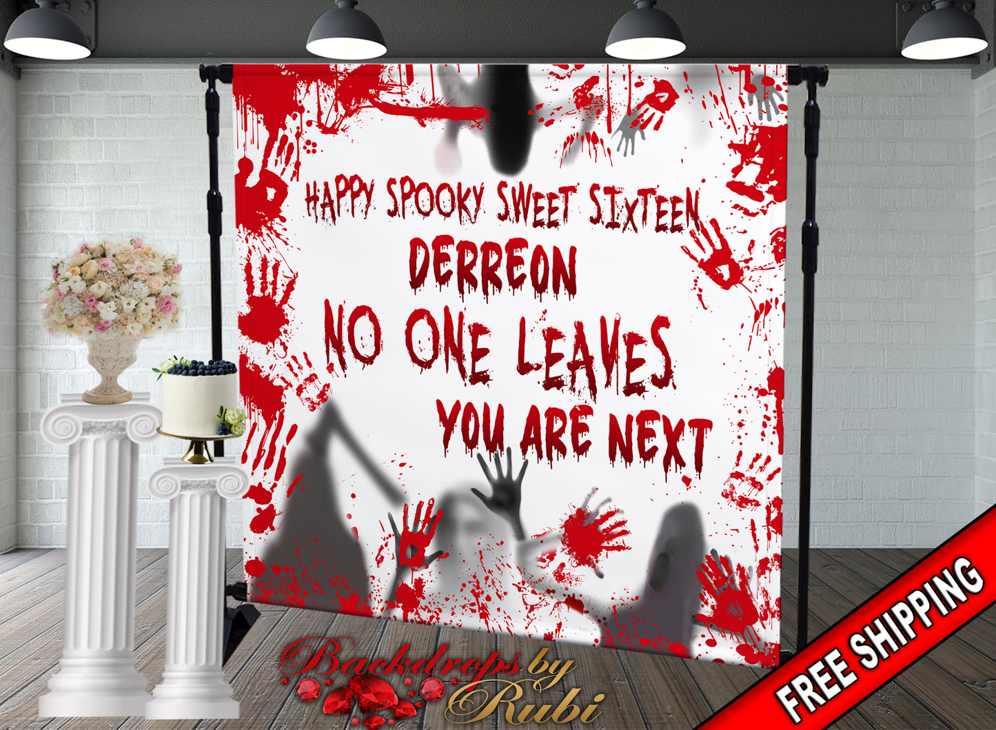Halloween Birthday Backdrop, Halloween Backdrop, Halloween Banner,Halloween Birthday Backdrop, No one Leaves You are Next Backdrop