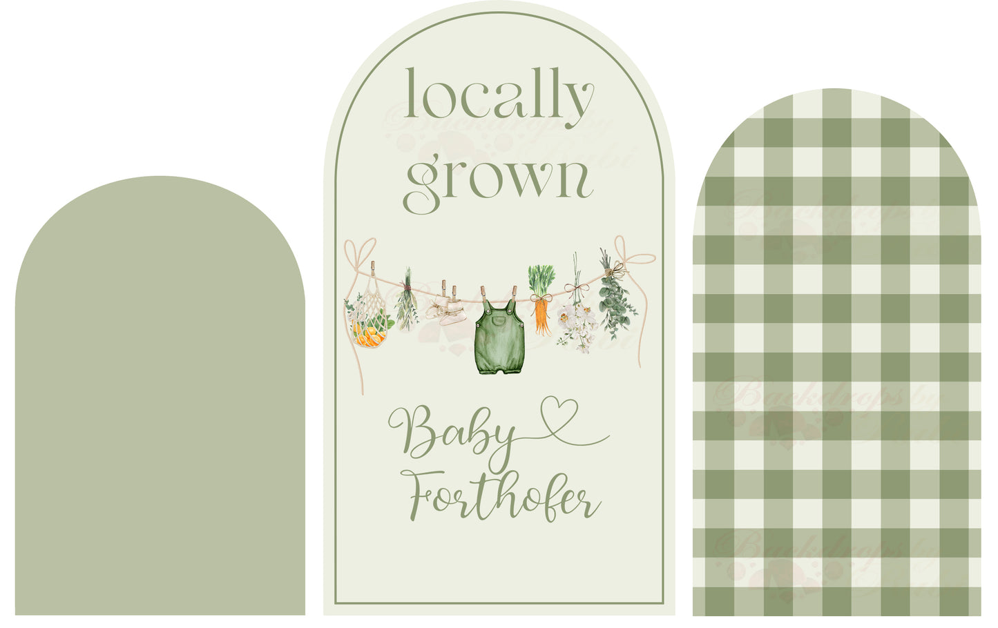 Locally Grown Banner, Arched Chiara Locally Grown Banner, Locally Grown Banner Baby Shower Backdrop, Chiara Locally Grown Banner Backdrop
