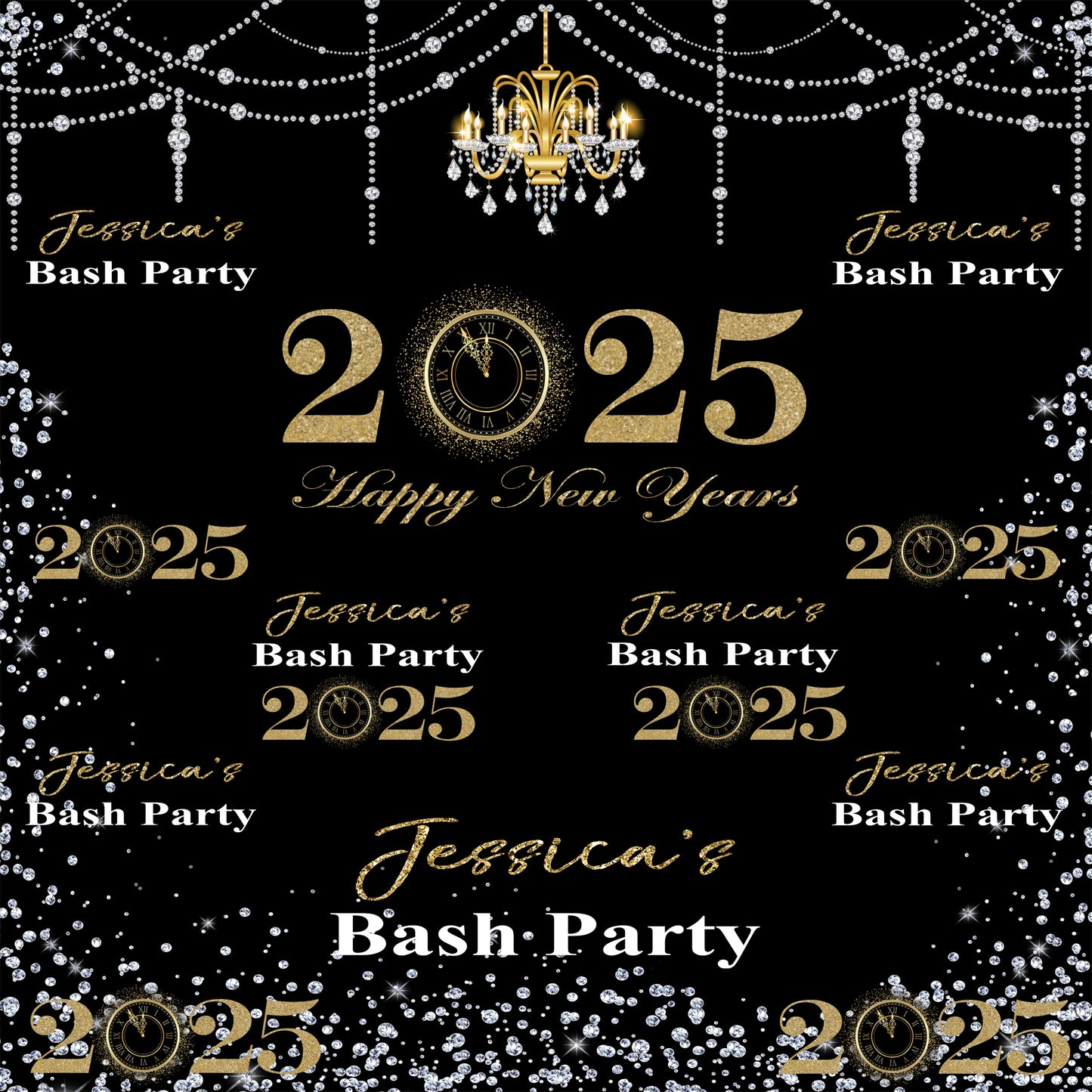 New Year's Step and Repeat Backdrop, New Year's Backdrop, New Year's Banner, 2025 Backdrop, 2025 Banner, New Years, Holiday Backdrops, 2025