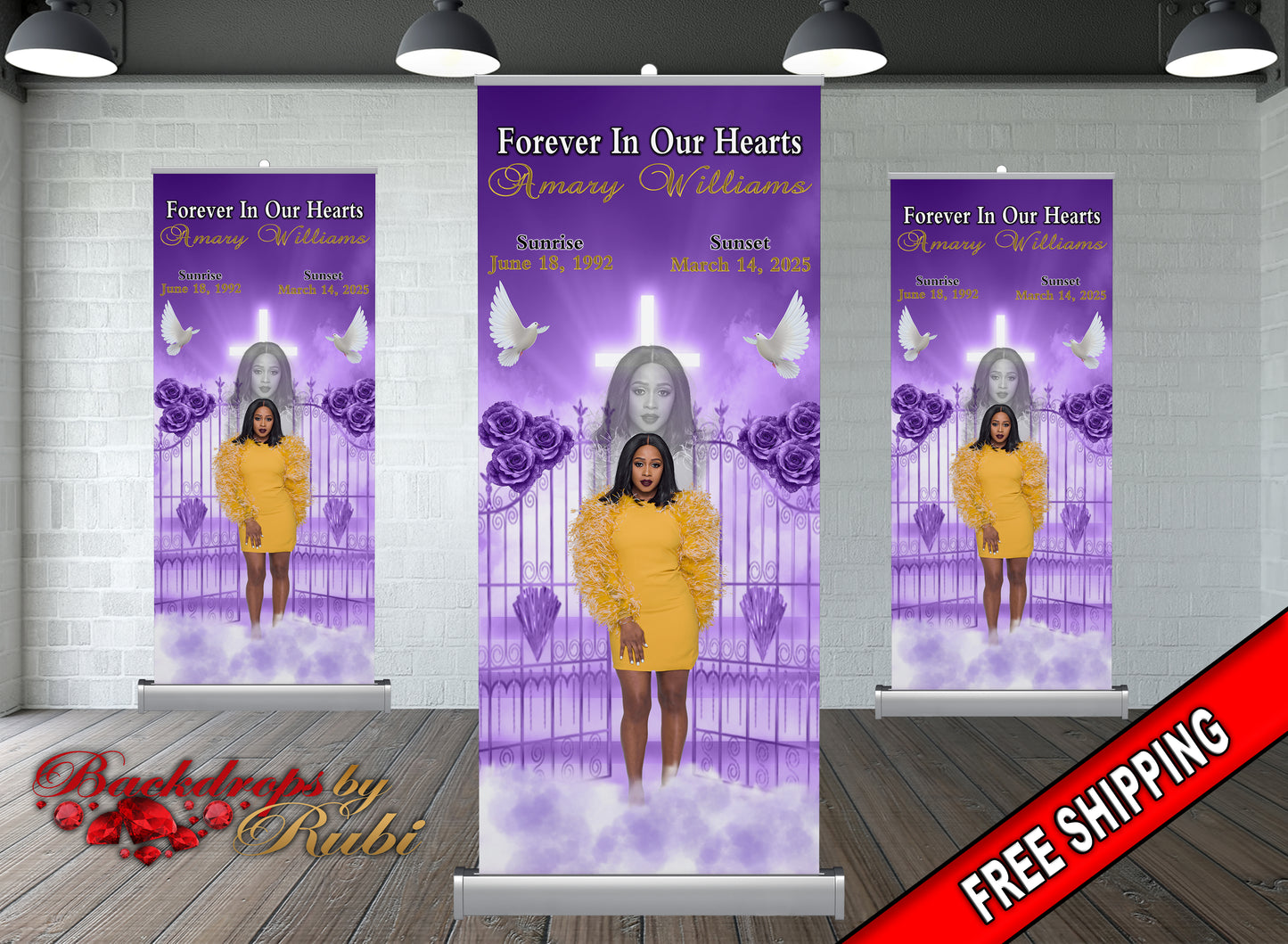 Memorial Retractable Banner, Funeral Banner, In Loving Memory Retractable, Memorial Banner, Happy Heavenly Birthday, Memorial Photo Backdrop