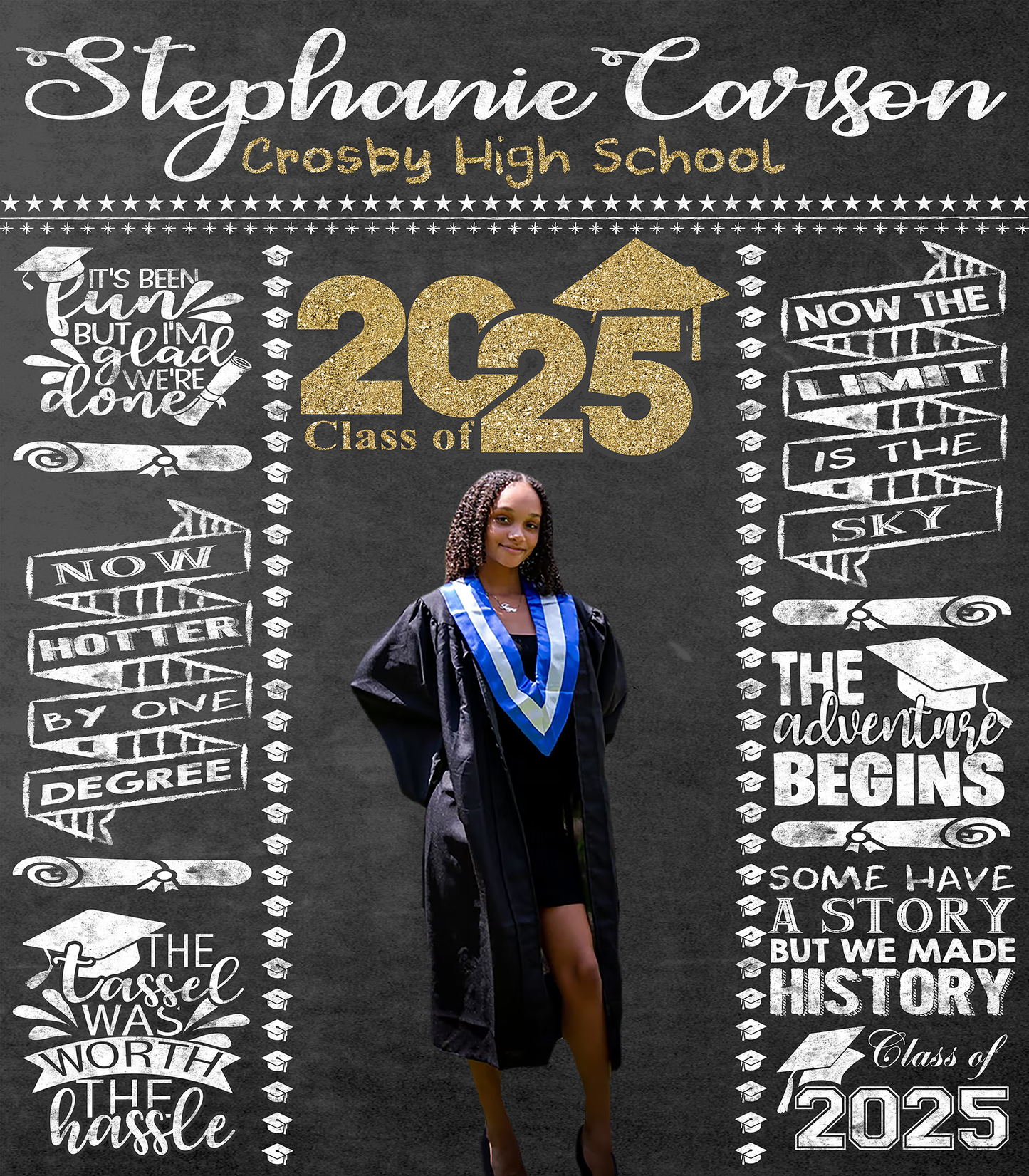 Chalkboard Graduation Backdrop, Graduation Backdrop, Graduation Photo Booth, Class of 2025 Backdrop, Graduation Senior Prom Banner