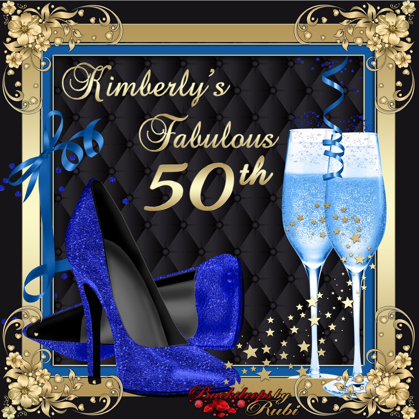 High Heels Backdrop, High Heels Birthday Backdrop, High Heel Shoe Stiletto Backdrop, Fabulous Birthday Backdrop, High Heels Glitter Blue