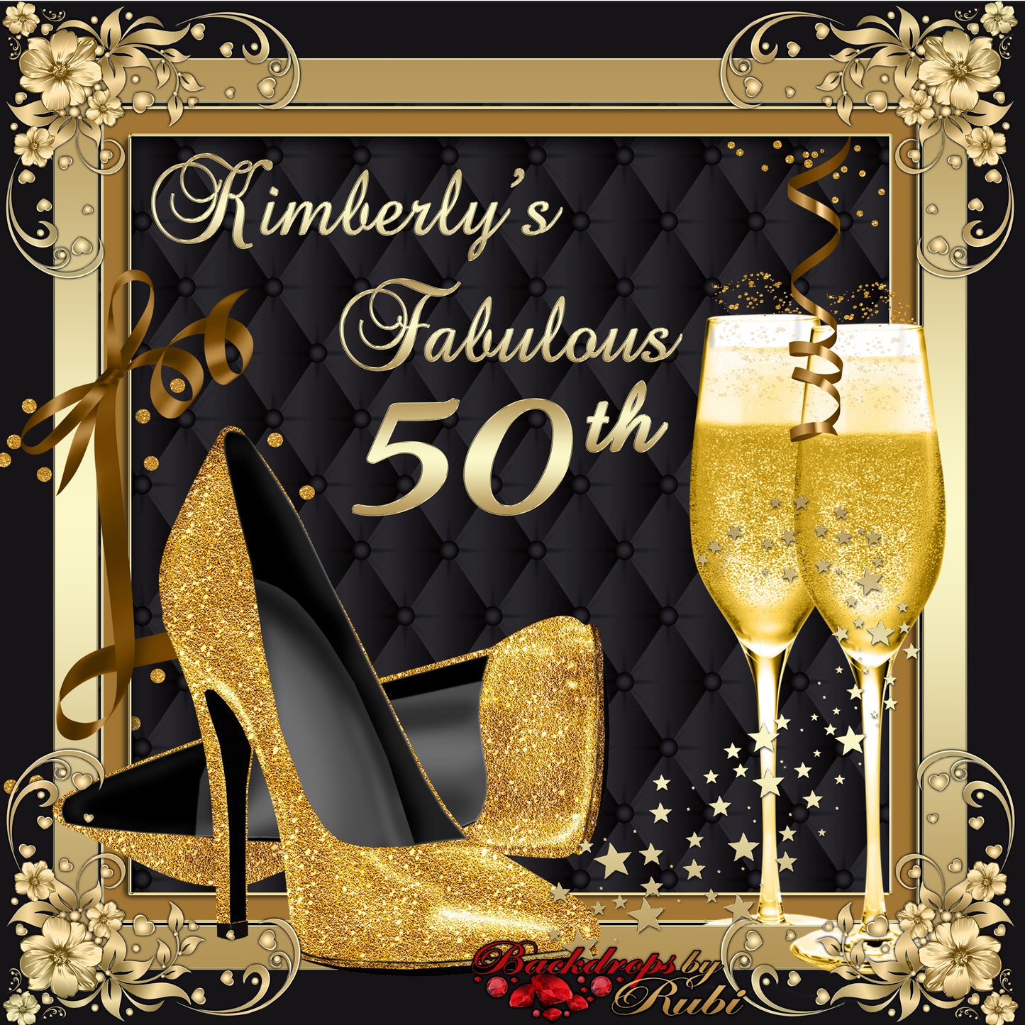 High Heels Backdrop, High Heels Birthday Backdrop, High Heel Shoe Stiletto Backdrop, Fabulous Birthday Backdrop, High Heels Glitter Gold