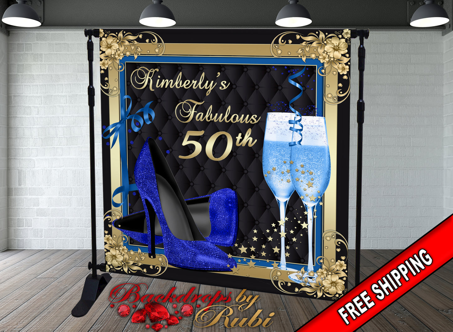 High Heels Backdrop, High Heels Birthday Backdrop, High Heel Shoe Stiletto Backdrop, Fabulous Birthday Backdrop, High Heels Glitter Blue