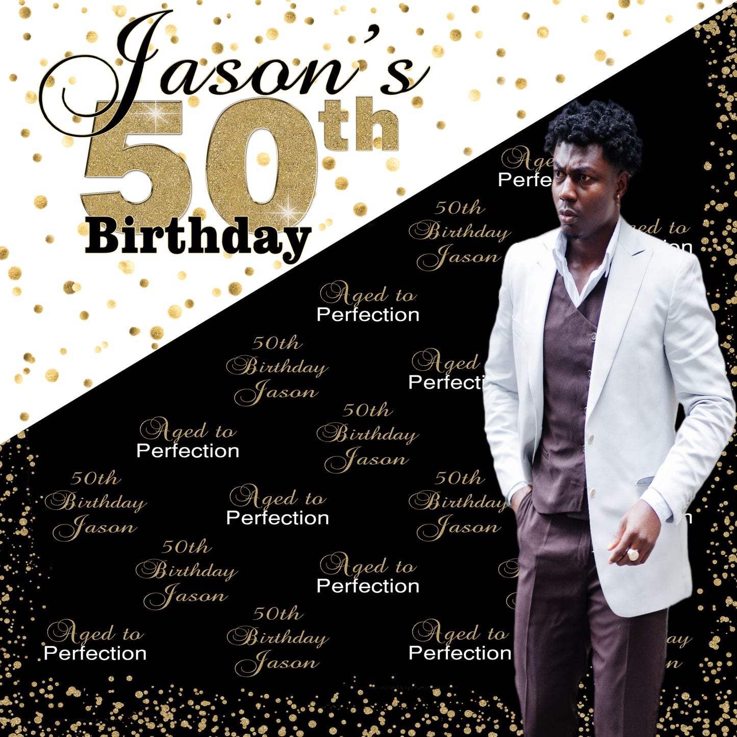 50th Birthday Backdrop, Men's Backdrop, Men's Birthday Backdrop, Men's Gold 50th Birthday, Men's 50th birthday Backdrop