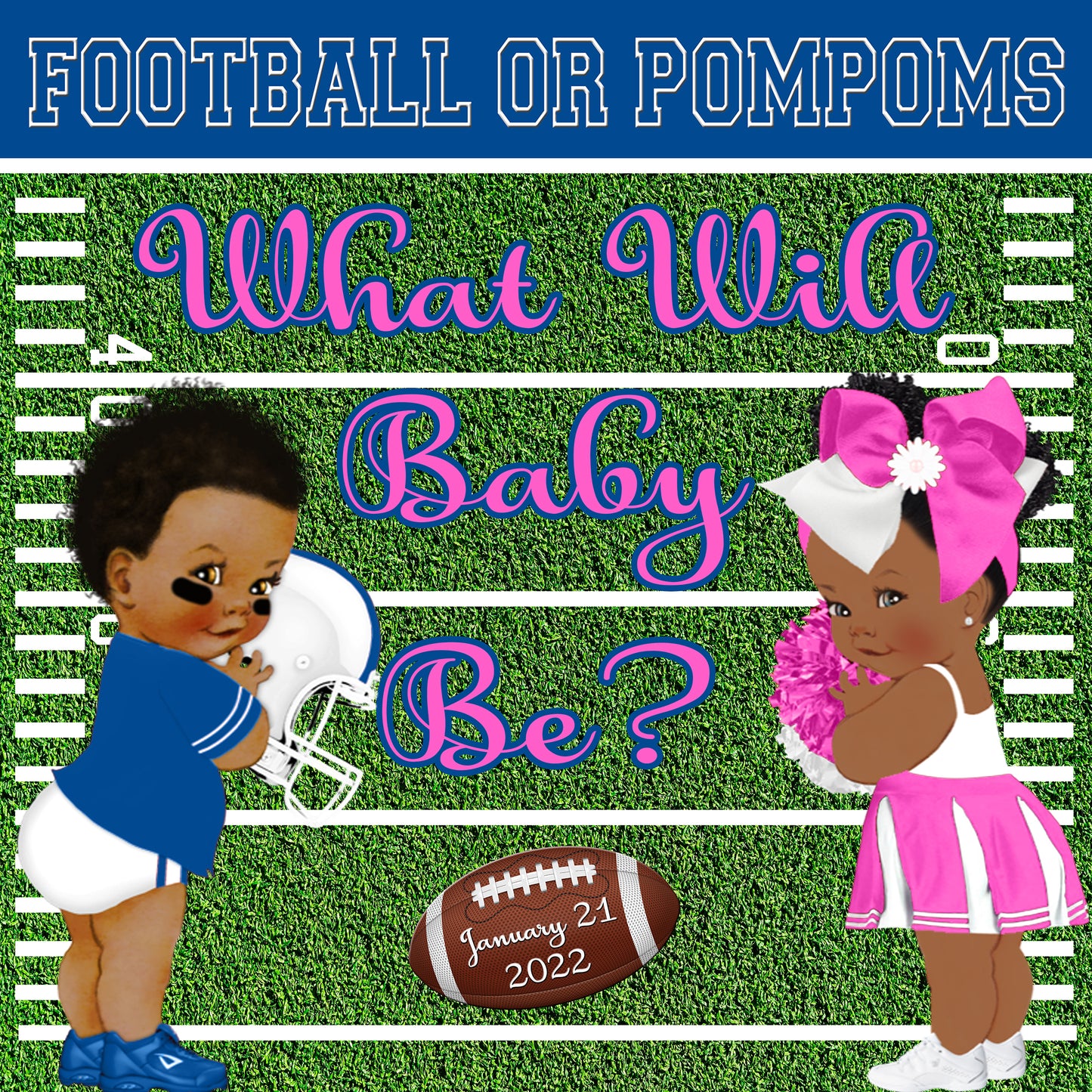 Baby Football Backdrop, Football Backdrop, Baby Shower Football Backdrop, Touchdown Football backdrop, Football or PomPoms Backdrop