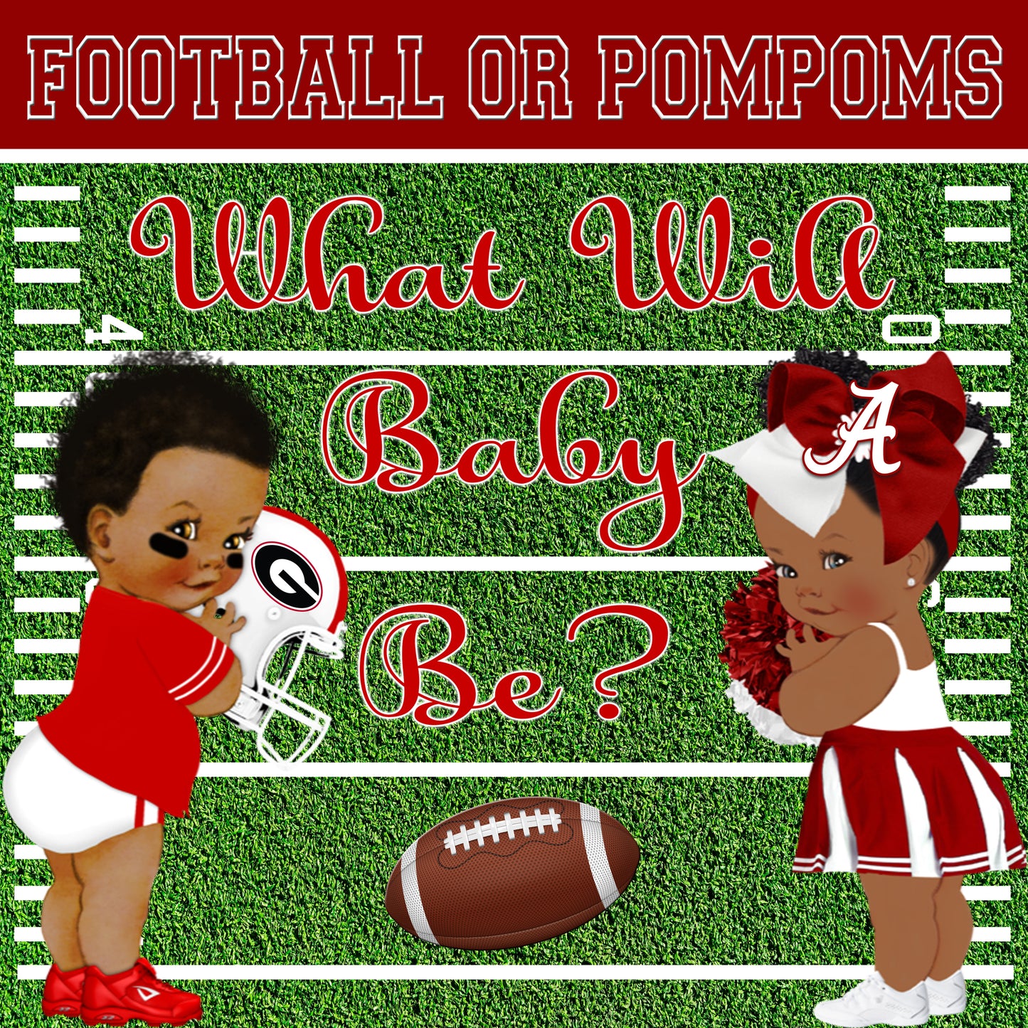 Baby Football Backdrop, Football Backdrop, Baby Shower Football Backdrop, Touchdown Football backdrop, Football or PomPoms Backdrop