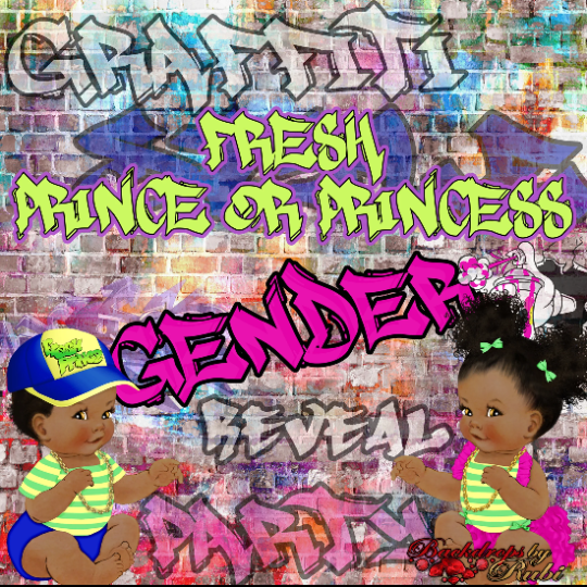 Fresh Prince Baby Shower Backdrop, Fresh Prince Birthday Backdrop, Graffiti Backdrop, Graffiti Gender Reveal Backdrop, Graffiti Baby Shower