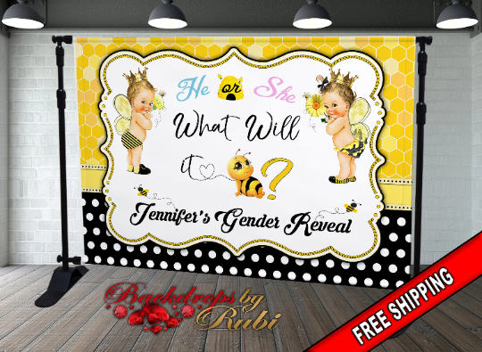 What Will it Bee Backdrop, Bee Baby Shower Backdrop, What Will it Bee Baby Shower, Bee Baby Shower, Bee Little Princess Backdrop, Bee Banner