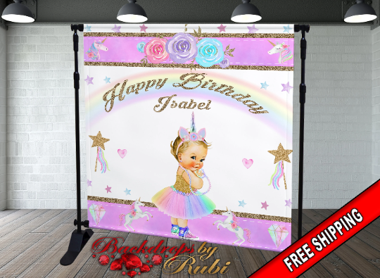 Unicorn Backdrop, Unicorn banner, Unicorn Birthday Backdrop, Unicorn Birthday banner, Unicorn Theme, Unicorn Princess Backdrop