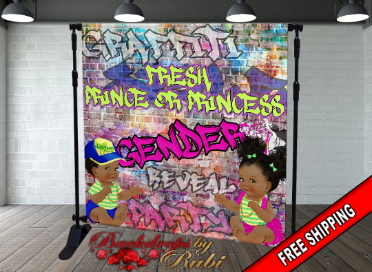 Fresh Prince Baby Shower Backdrop, Fresh Prince Birthday Backdrop, Graffiti Backdrop, Graffiti Gender Reveal Backdrop, Graffiti Baby Shower