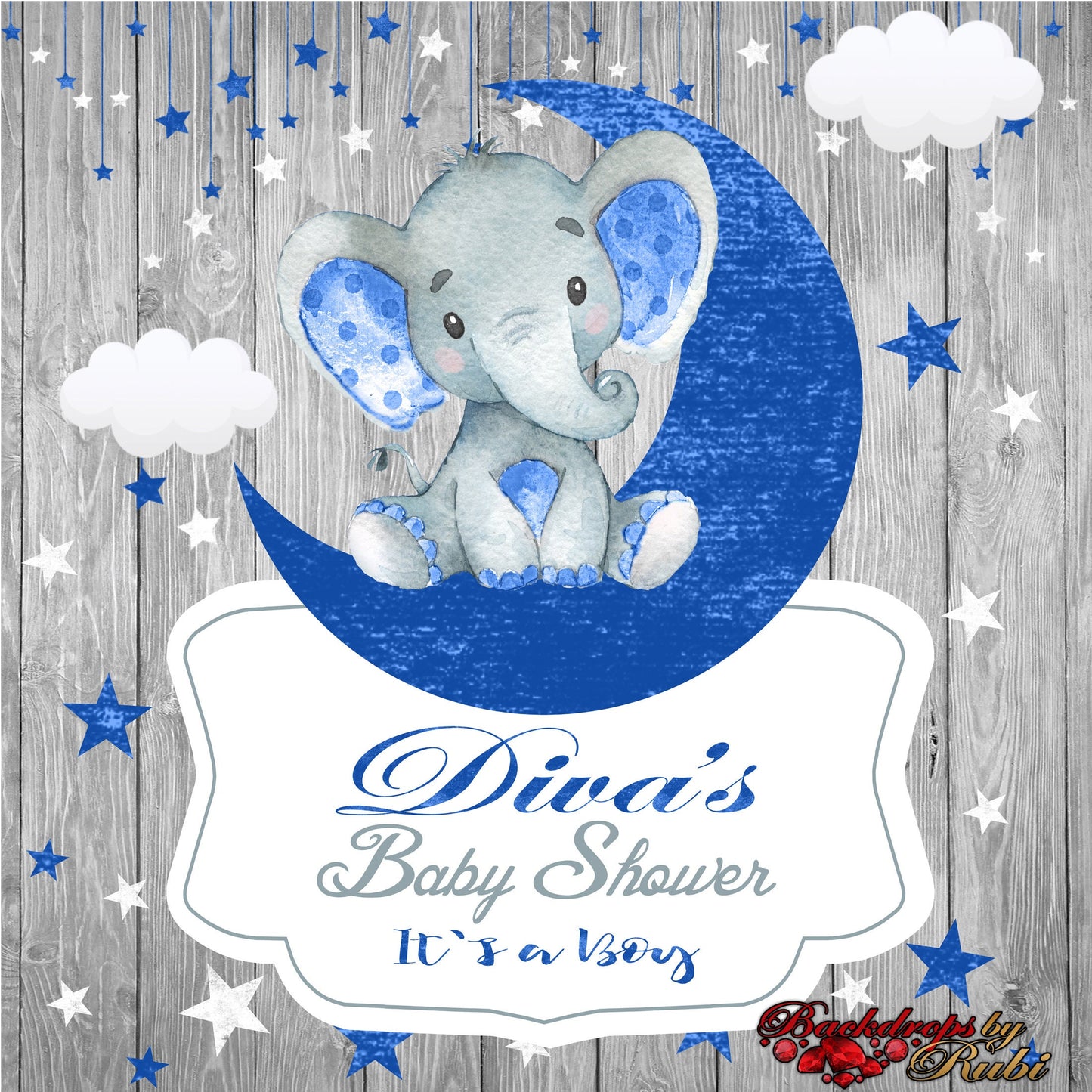 Elephant Backdrop, Elephant banner, Elephant Safari Baby Shower Backdrop, It's a Boy Elephant, Safari Backdrop Baby shower