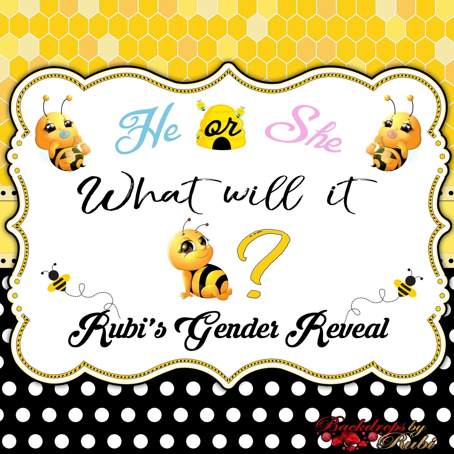 What Will it Bee Backdrop, Bee Baby Shower Backdrop, What Will it Bee Baby Shower, Bee Baby Shower, Bee Little Princess Backdrop, Bee Banner