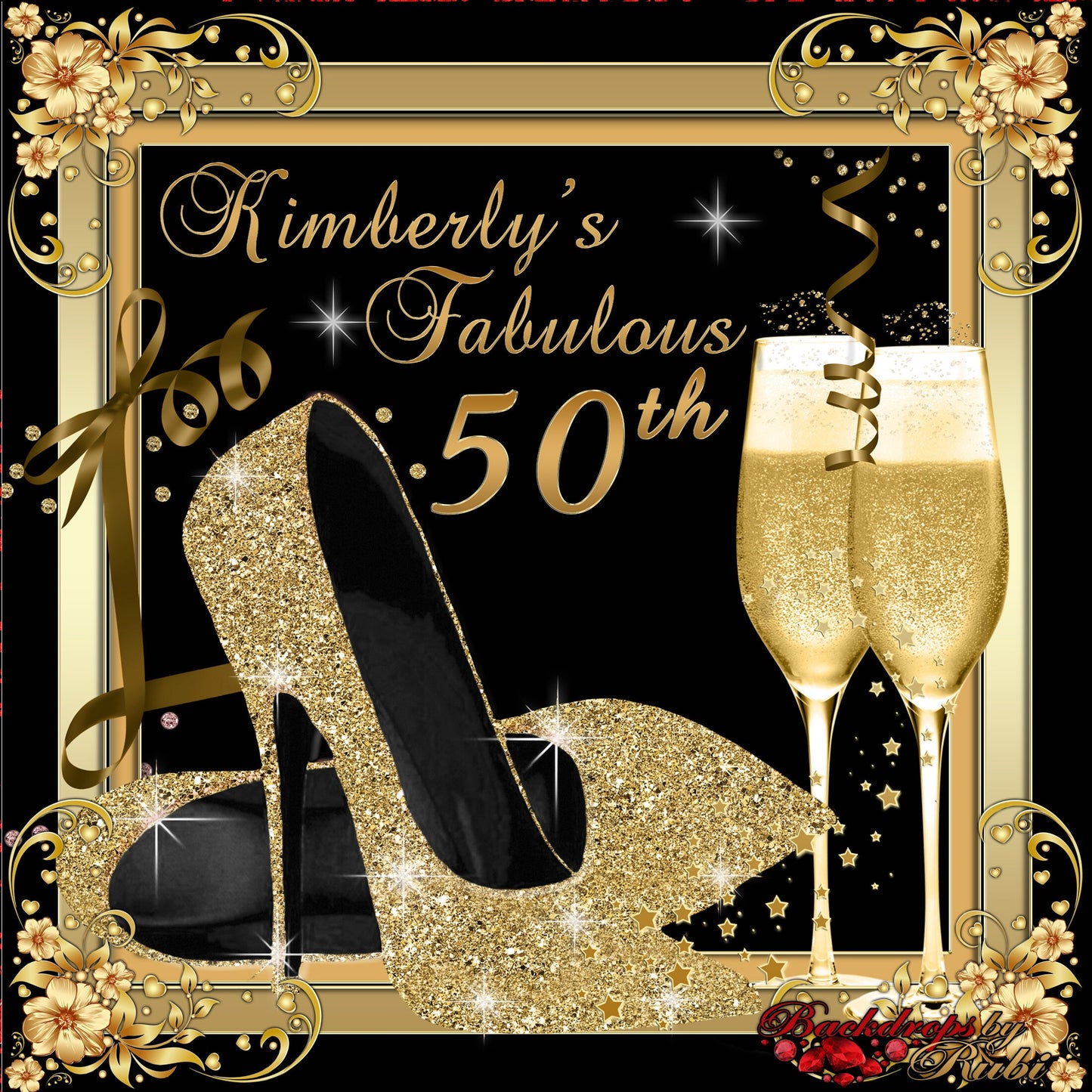 High Heels Backdrop, High Heels Birthday Backdrop, High Heel Shoe Stiletto Backdrop, Fabulous Birthday Backdrop, High Heels Glitter Gold