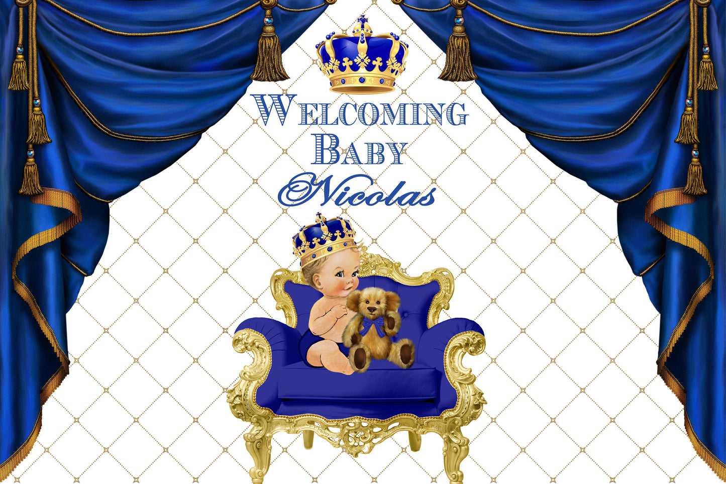 Royal Prince Theme Backdrop, Blue Crown Prince Backdrop, Royal Prince Baby Shower Photo Backdrop, Royal Blue Prince Backdrop, Little Prince