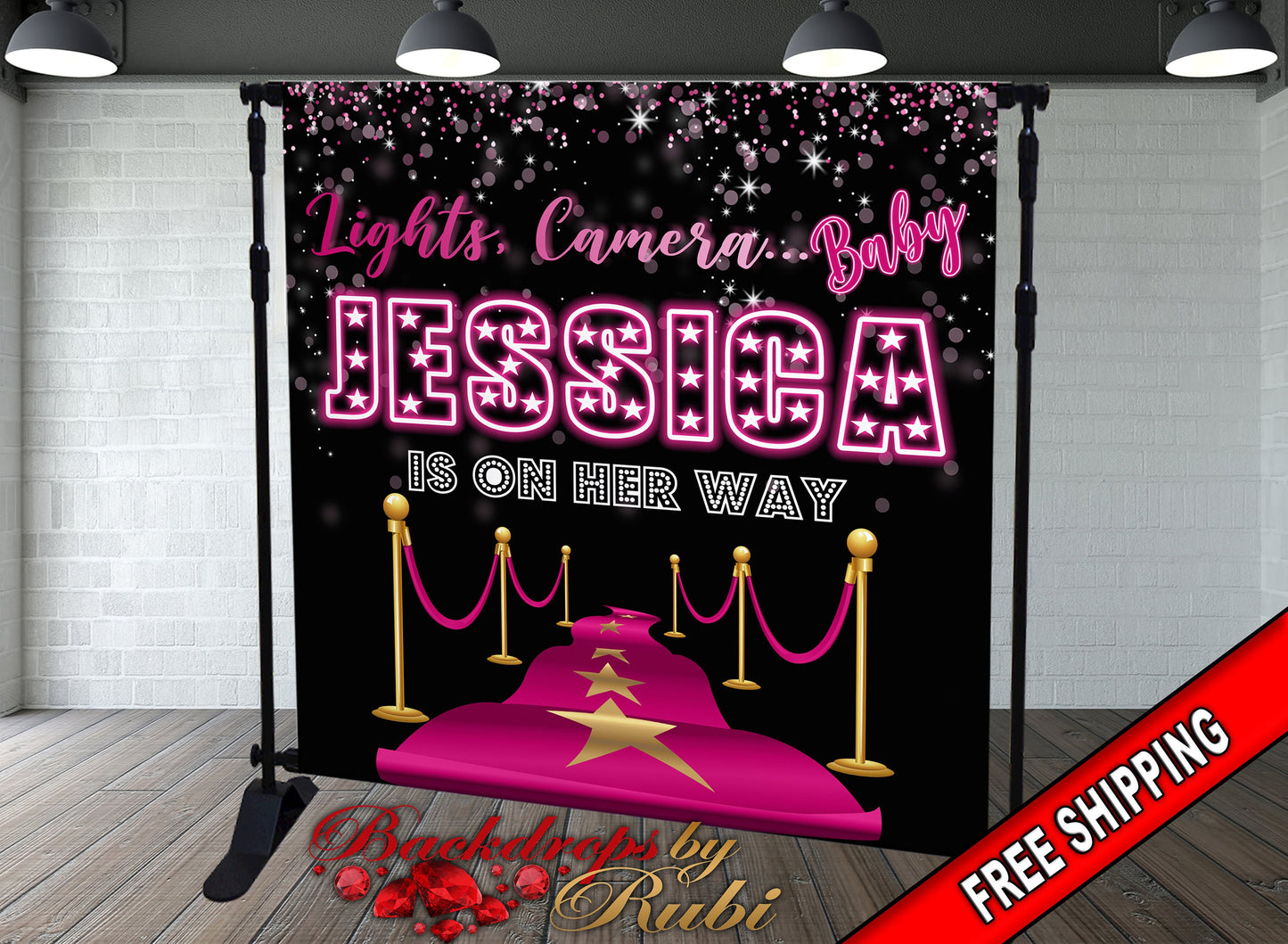 Hollywood Backdrop, Hollywood Banner, Hollywood Birthday Backdrop, Red Carpet Backdrop, Hollywood Photo Backdrop, Hollywood Baby Shower