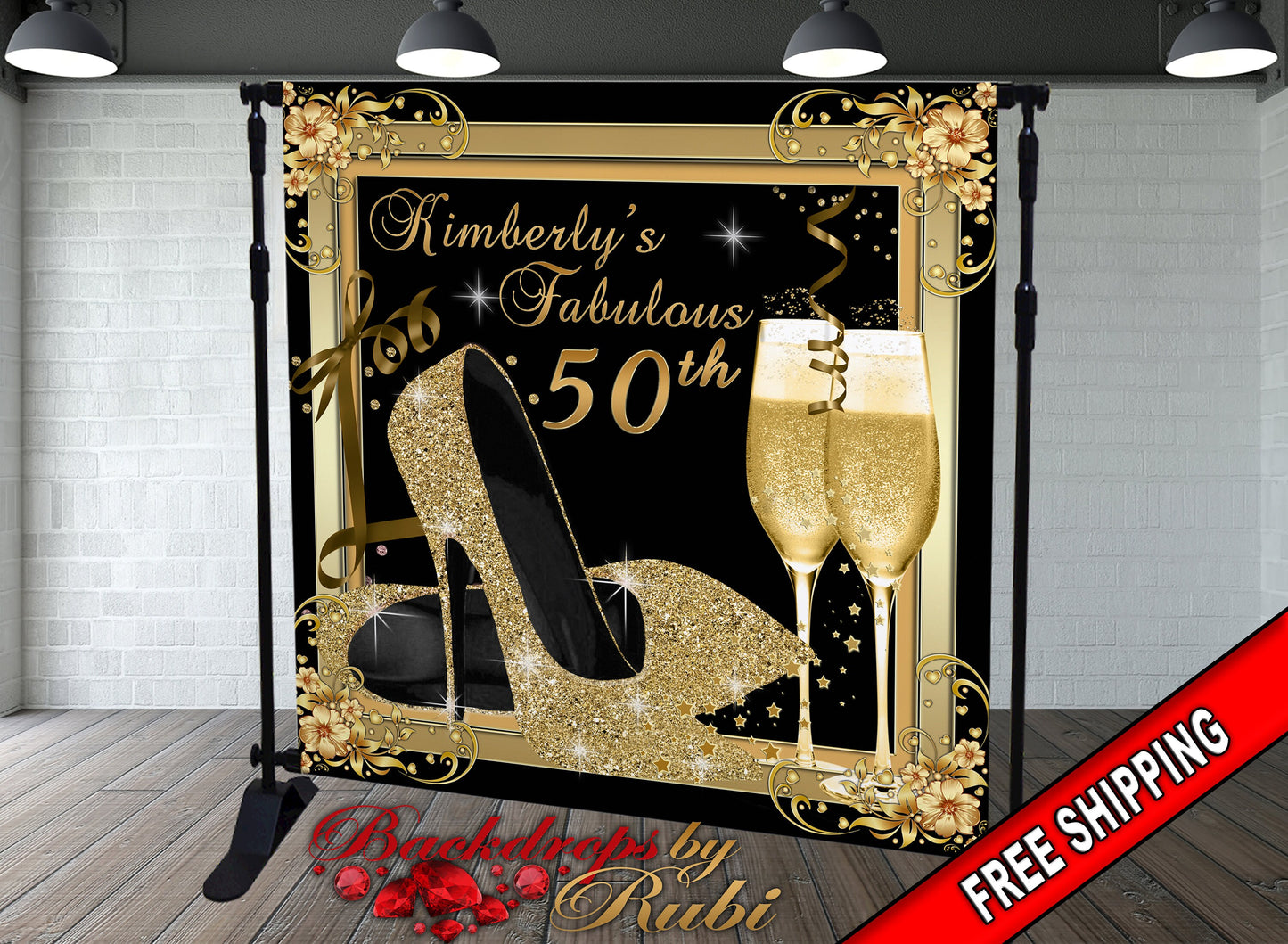 High Heels Backdrop, High Heels Birthday Backdrop, High Heel Shoe Stiletto Backdrop, Fabulous Birthday Backdrop, High Heels Glitter Gold
