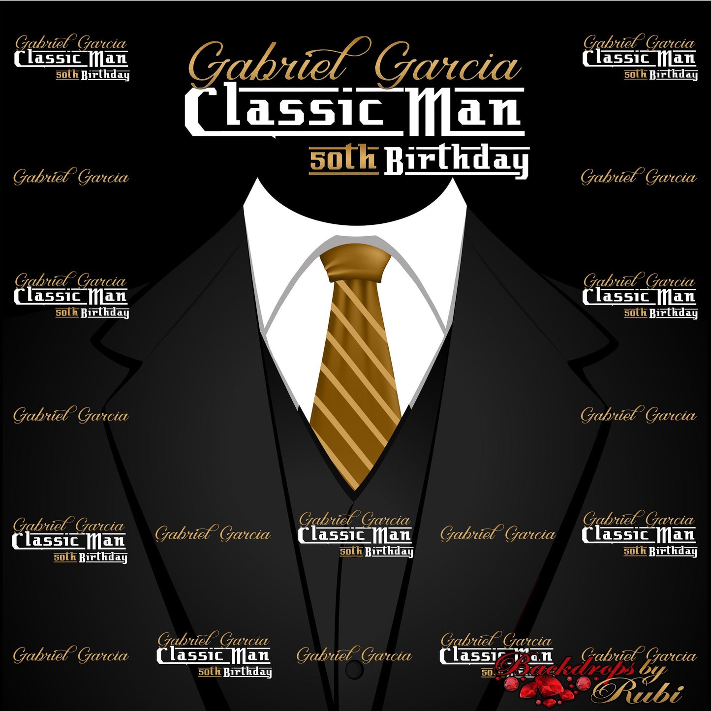 Classic Man Birthday Backdrop, Classic Man Step and Repeat Backdrop, 30th Birthday, 40th, 50th, 60th Backdrop, Men's Birthday Backdrop