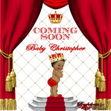Prince Theme Backdrop, Red Crown Prince Backdrop, Royal Prince Baby Shower Photo Backdrop, Prince Backdrop Red Curtains , Little Prince