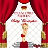 Prince Theme Backdrop, Red Crown Prince Backdrop, Royal Prince Baby Shower Photo Backdrop, Prince Backdrop Red Curtains , Little Prince