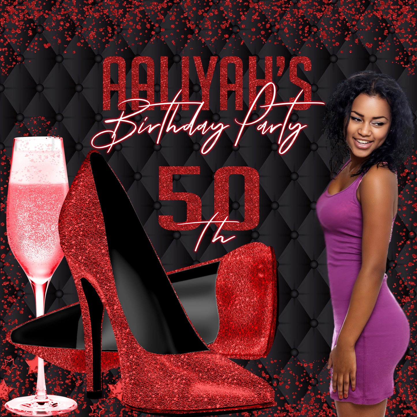 High Heels Backdrop, High Heels Birthday Backdrop, High Heel Shoe Stiletto Backdrop, Fabulous Birthday Backdrop, High Heels Glitter Red