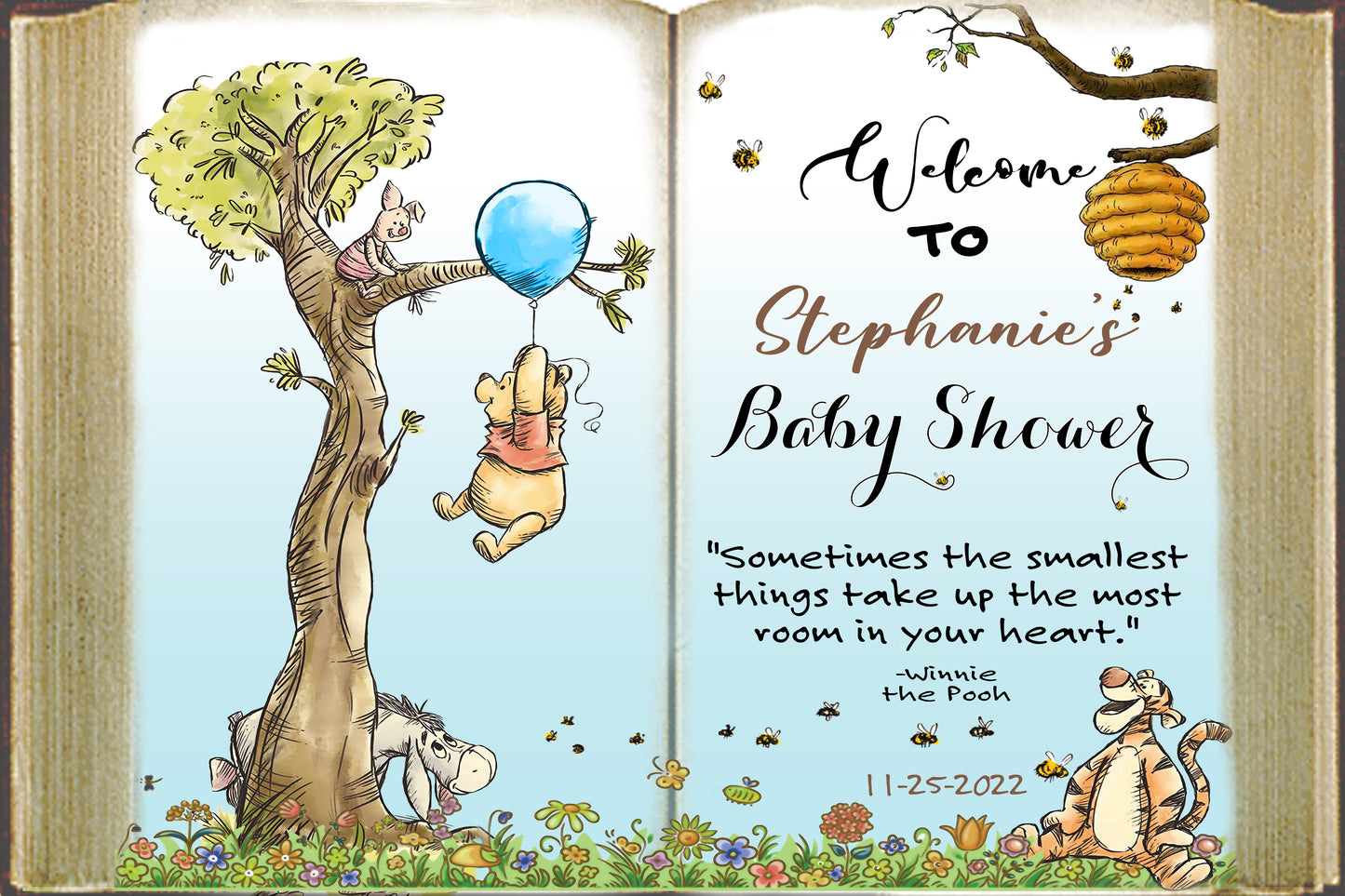 Winnie The Pooh Canvas Sign, Winnie The Pooh Baby Shower Welcome Sign, Winnie The Pooh Baby Shower, Winnie The Pooh Classic, Winnie The Pooh