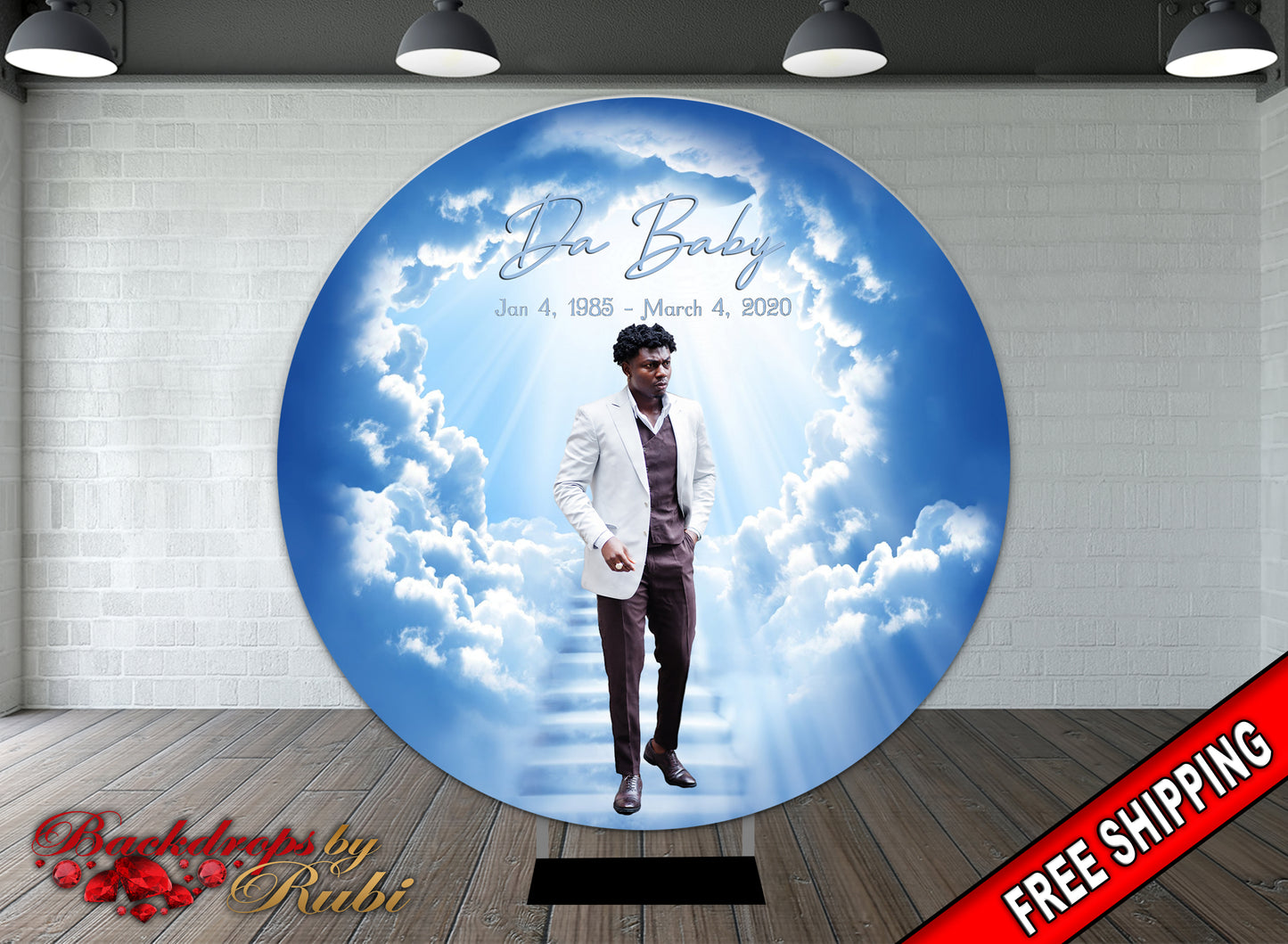 Round Memorial Backdrop, Funeral Backdrop, In Loving Memory backdrop, Memorial Banner, Happy Heavenly Birthday, Memorial Round Backdrop