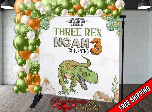 Dinosaur Backdrop, Dinosaur Photo Backdrop, Three Rex Birthday Backdrop, Three Rex Backdrop, Dinosaur Theme Birthday Backdrop, Three Rex