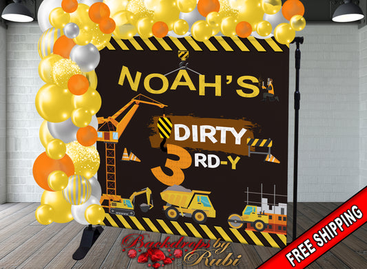 Construction Backdrop, Construction Birthday Banner, Construction Birthday Backdrop, Construction Baby Shower, Construction Birthday Party