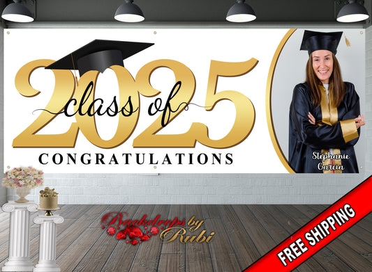 Graduation Banner, Graduation Garage Banner, Class of 2025 Banner, Class of 2025 Photo Banner, Graduation Senior Prom Banner, Graduation