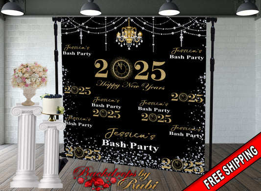 New Year's Step and Repeat Backdrop, New Year's Backdrop, New Year's Banner, 2025 Backdrop, 2025 Banner, New Years, Holiday Backdrops, 2025