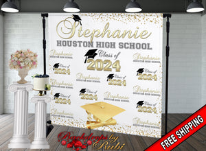 Graduation Backdrop, Sweet 16, Graduation Photo Booth, Class of 2024 Backdrop, Class of 2024 Step and Repeat, Graduation Senior Prom Banner, Class Of 2024