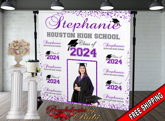 Graduation Backdrop, Prom, Graduation Photo Booth, Class of 2024 Backdrop, Class of 2024 Step and Repeat, Graduation Senior Prom Banner, Class of 2024