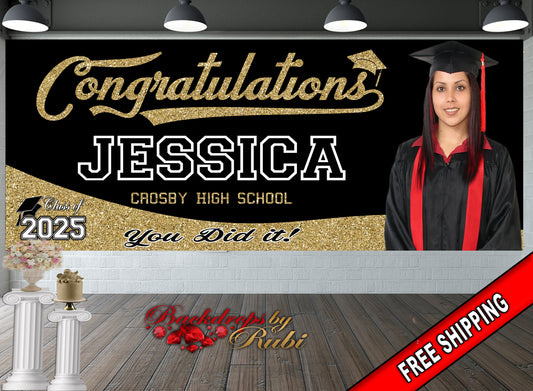 Graduation Banner, Graduation Garage Banner, Class of 2025 Banner, Class of 2025 Photo Banner, Graduation Senior Prom Banner, Graduation