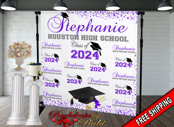 Graduation Backdrop, Sweet 16, Graduation Photo Booth, Class of 2024 Backdrop, Class of 2024 Step and Repeat, Graduation Senior Prom Bann