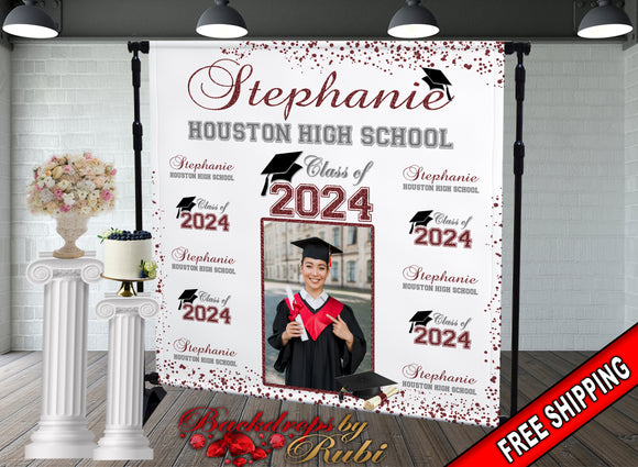 Graduation Backdrop, Sweet 16, Graduation Photo Booth, Class of 2024 Backdrop, Class of 2024 Step and Repeat, Graduation Senior Prom Banne