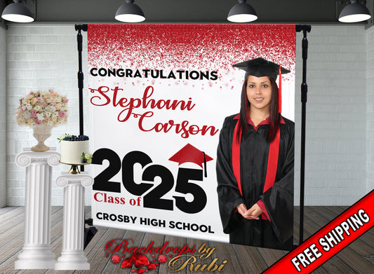 Graduation Backdrop, Prom, Graduation Photo Booth, Class of 2025 Backdrop, Class of 2025 Step and Repeat, Graduation Senior Prom Banner, Class of 2025