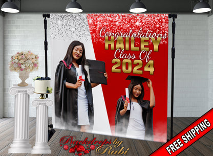 Graduation Backdrop, Prom, Graduation Photo Booth, Class of 2024 Backdrop, Class of 2024 Step and Repeat, Graduation Senior Prom Banner, Class of 2024