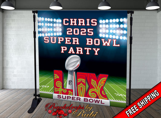 Super Bowl Party Backdrop, Super Bowl Banner, Super Bowl 2025, Super Bowl Birthday Backdrop, Personalized Football Backdrop, Super Bowl