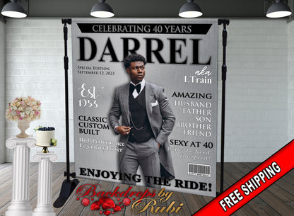 Magazine Cover Backdrop, Magazine Cover Birthday, Magazine Cover Banner, Magazine Cover Step and Repeat, Magazine Men's Backdrop, Magazine