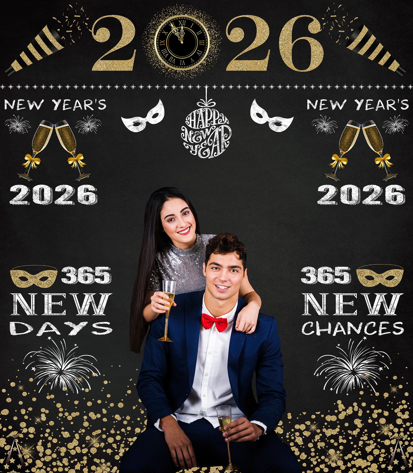 New Year's Eve Party Photo Booth, New Year's Backdrop, New Year's Banner, 2026 Backdrop, 2026 Banner, New Years, Holiday Backdrops, 2026