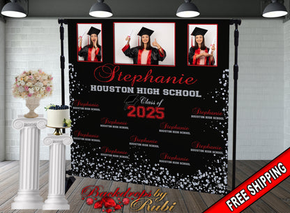 Graduation Backdrop, Sweet 16, Graduation Photo Booth, Class of 2025 Backdrop, Class of 2024 Step and Repeat, Graduation Senior Prom Banner, Class Of 2025